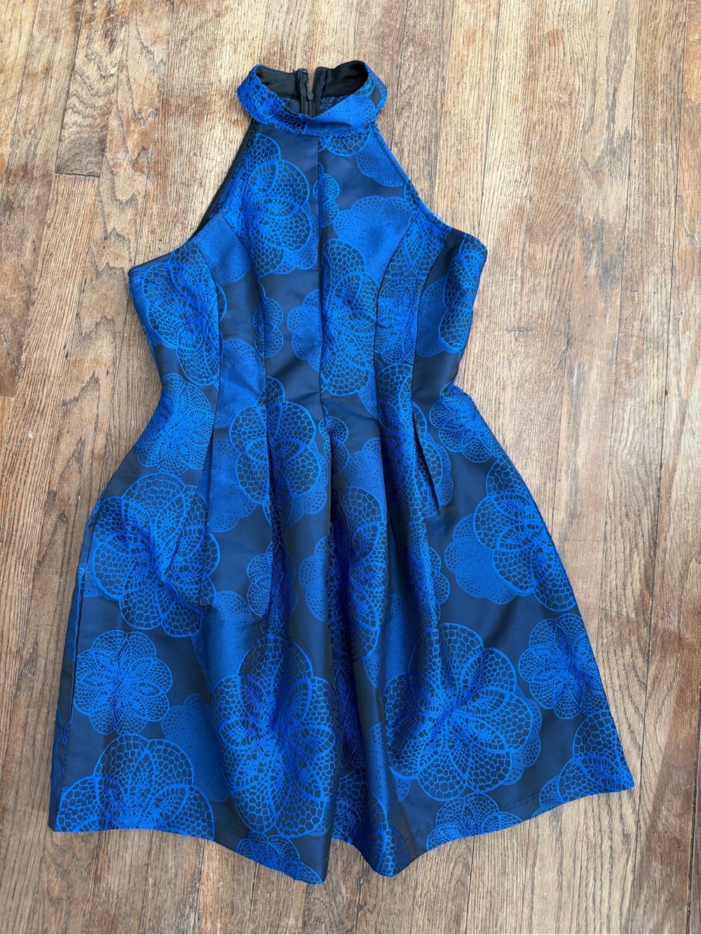Blue Floral Fit-and-Flare Dress
